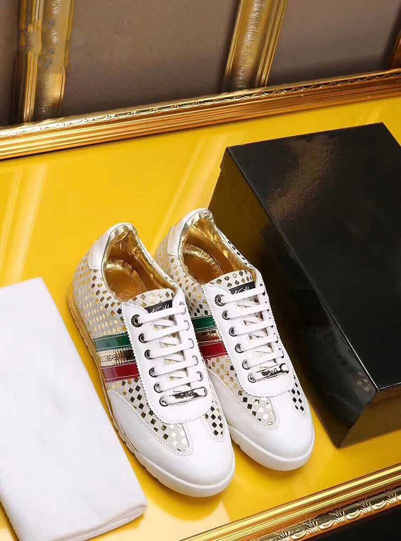 Мъжки кецове маратонки D&G Dolce & Gabbana бели с златисто 45 11US