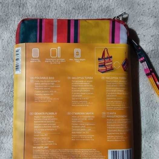 Rucsac,geantă pliabila multicoloră (capacitate 25l),nou.