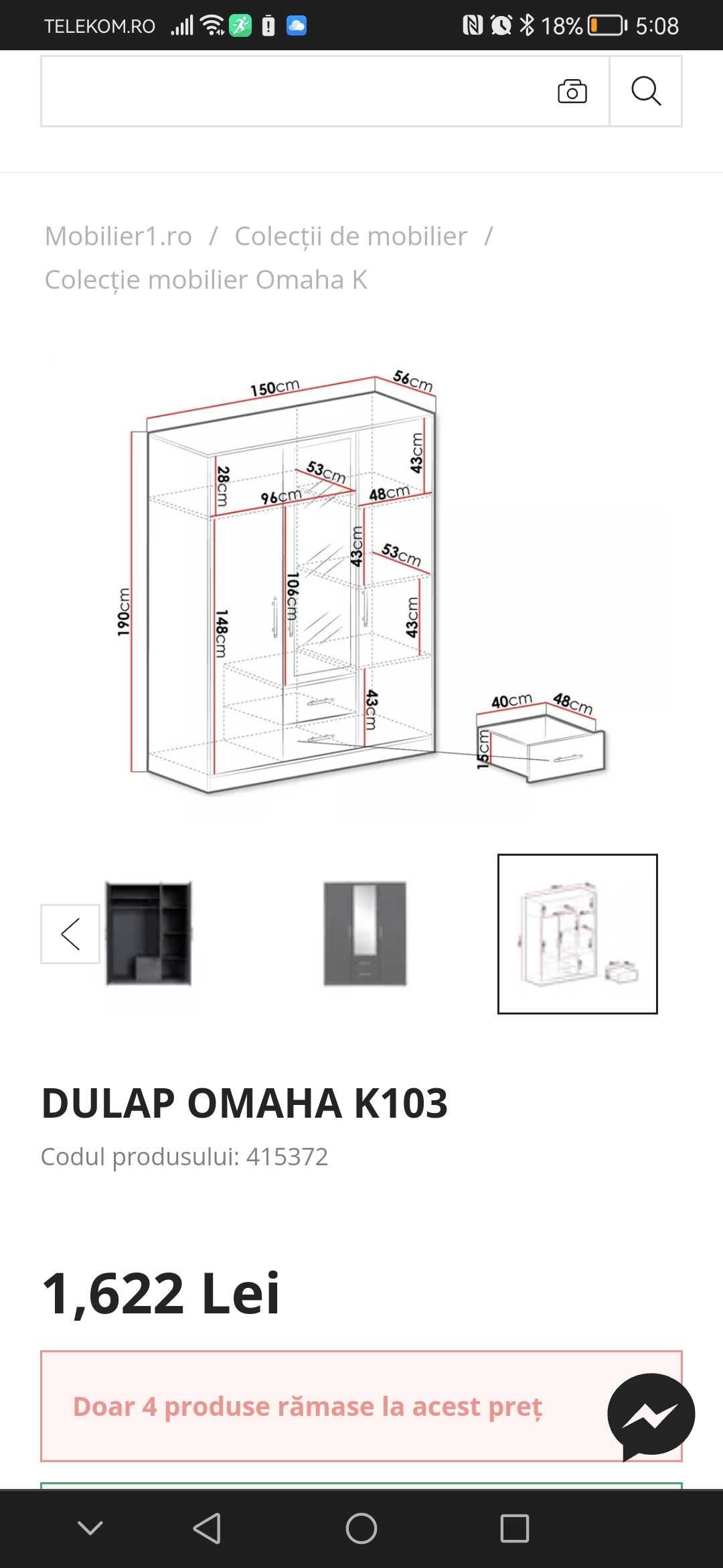 Dulap dressing 3 uși, nou gri antracit spațios. Fara oglinda