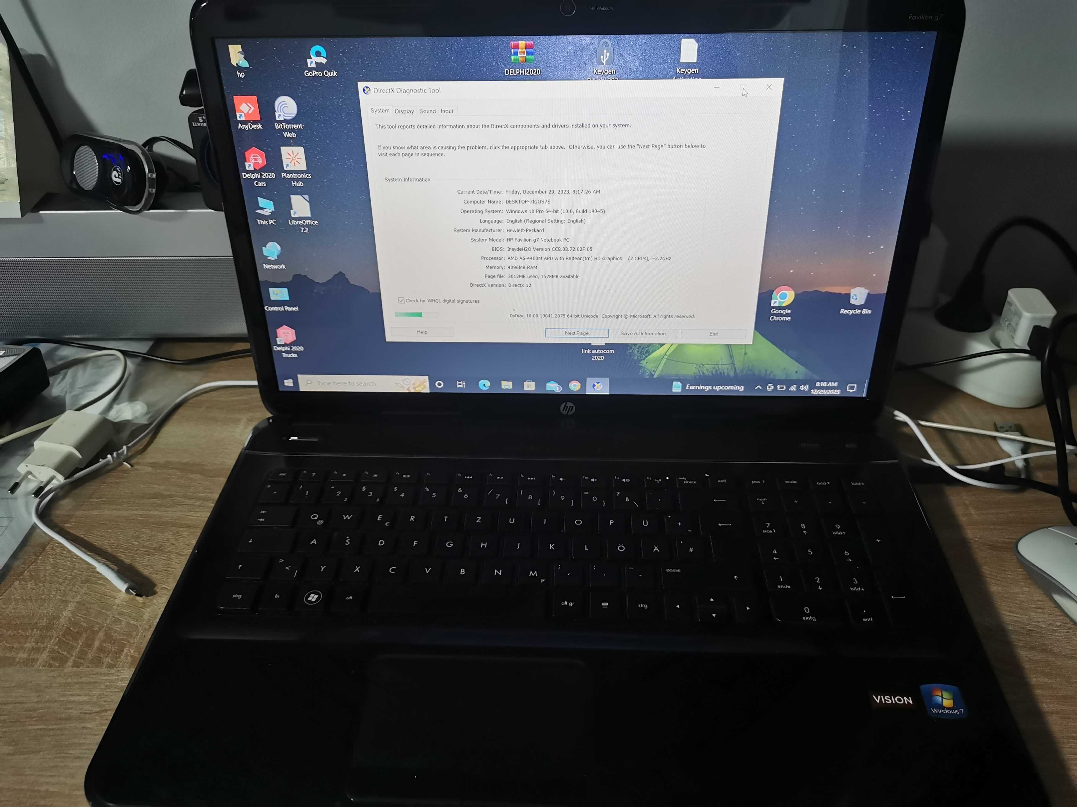 Laptop HP Pabilion G7 diagonala 19"