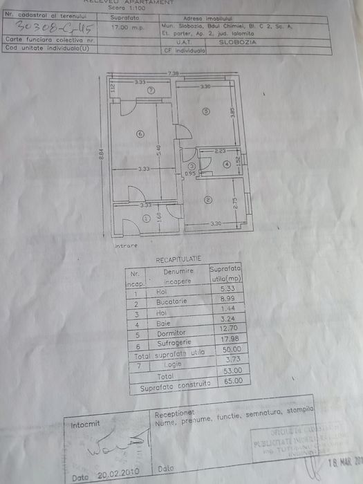 Vând apartament 2 camere zona Prefecturii