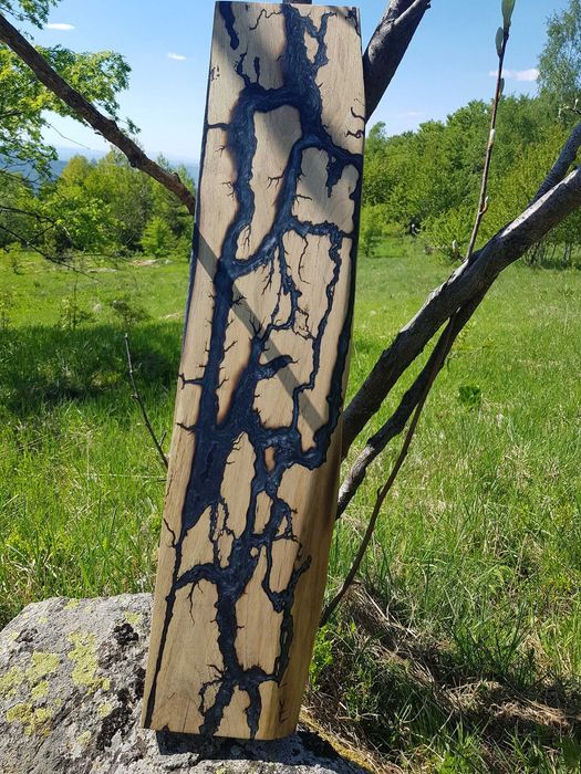 Дъска/рафт от череша с епоксидна смола и  Lichtenberg изгаряне  ~93cm