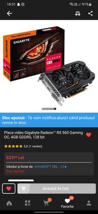 Schimb placa Video Amd Radeon rx560 Gaming 4Gb OC