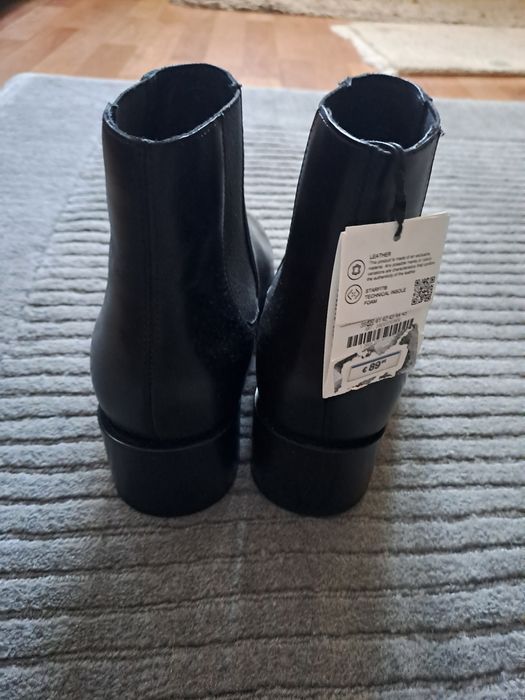 Ghete Zara Premium de piele cu toc 5 cm ,model Balmain