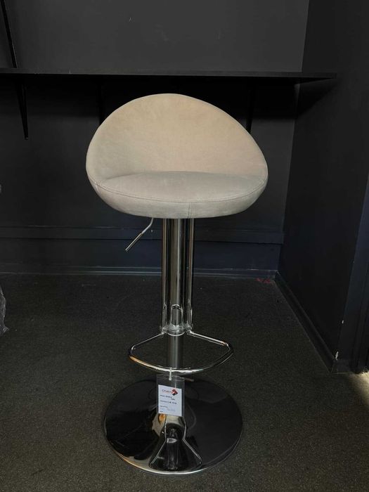 Scaun bar baza cromata, sezut tapitat bej 1 bucata