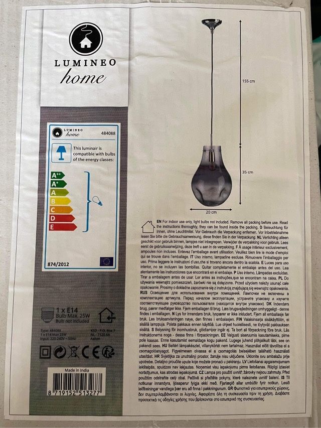 Lustra Bulb Lux Azzure suspendata 35 cm