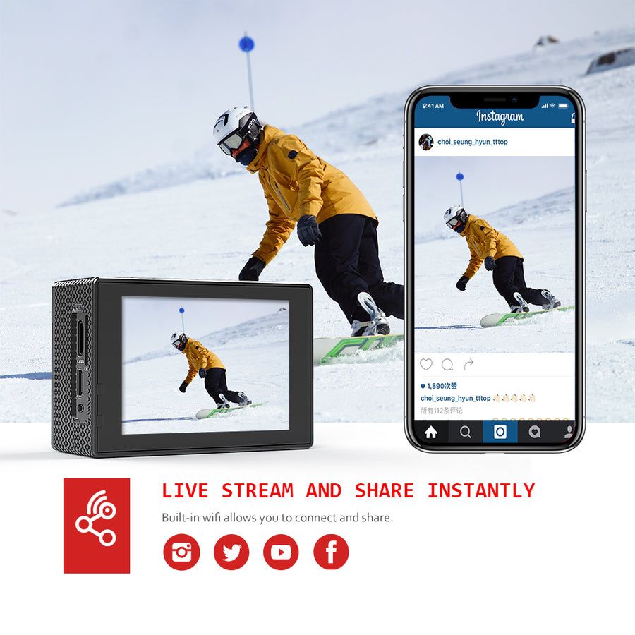 Victure Action Cam AC700 4K 20MP WiFi подводна камера 40м Ultra HD, 2’