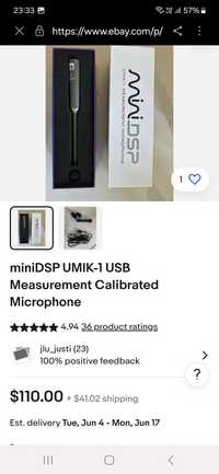 Microfon calibrat pentru măsurare USB miniDSP UMIK-1