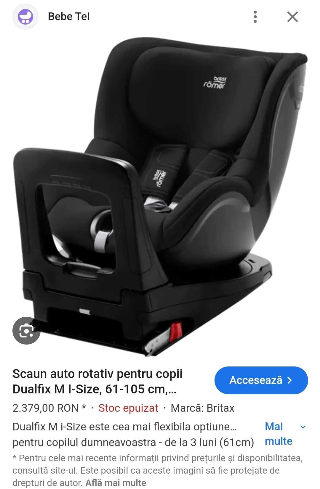 Scaun auto Dualfix Britax Romer 60-110cm