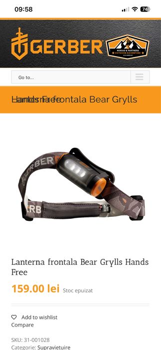 Lanternă de cap marca Gerber BG
