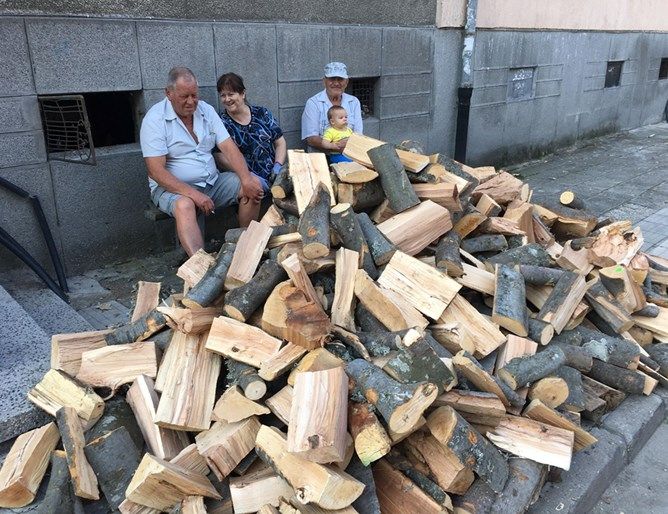 нарязване/нацепване на дърва/подреждане/