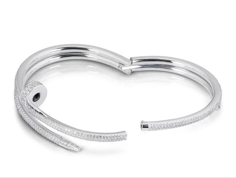 Brățară Cartier Juste un Clou din aur alb 18K cu diamante – Originală