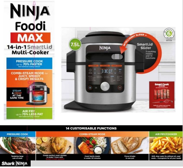 Multicooker Ninja Foodi Max OL750EU, 14 în 1, Nou, 7.5L
*Multicooker N