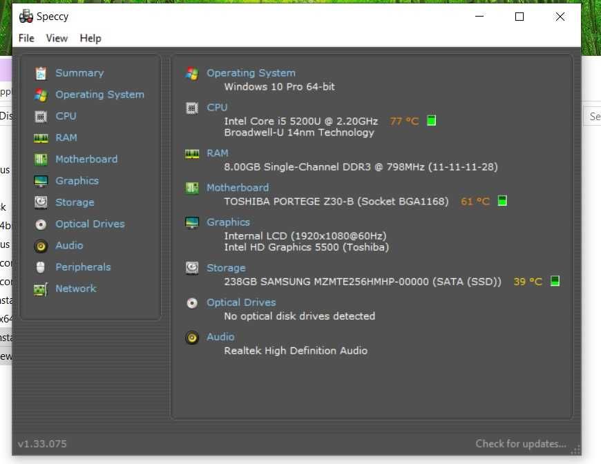 Toshiba Z30-B i5 52000u, 256 SSD, 8 GB RAM DDR3