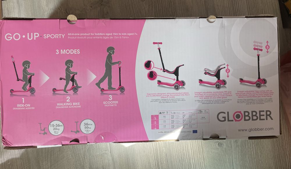 Trotineta Globber Sporty 3 in 1,varsta 1,5 luni-7 ani