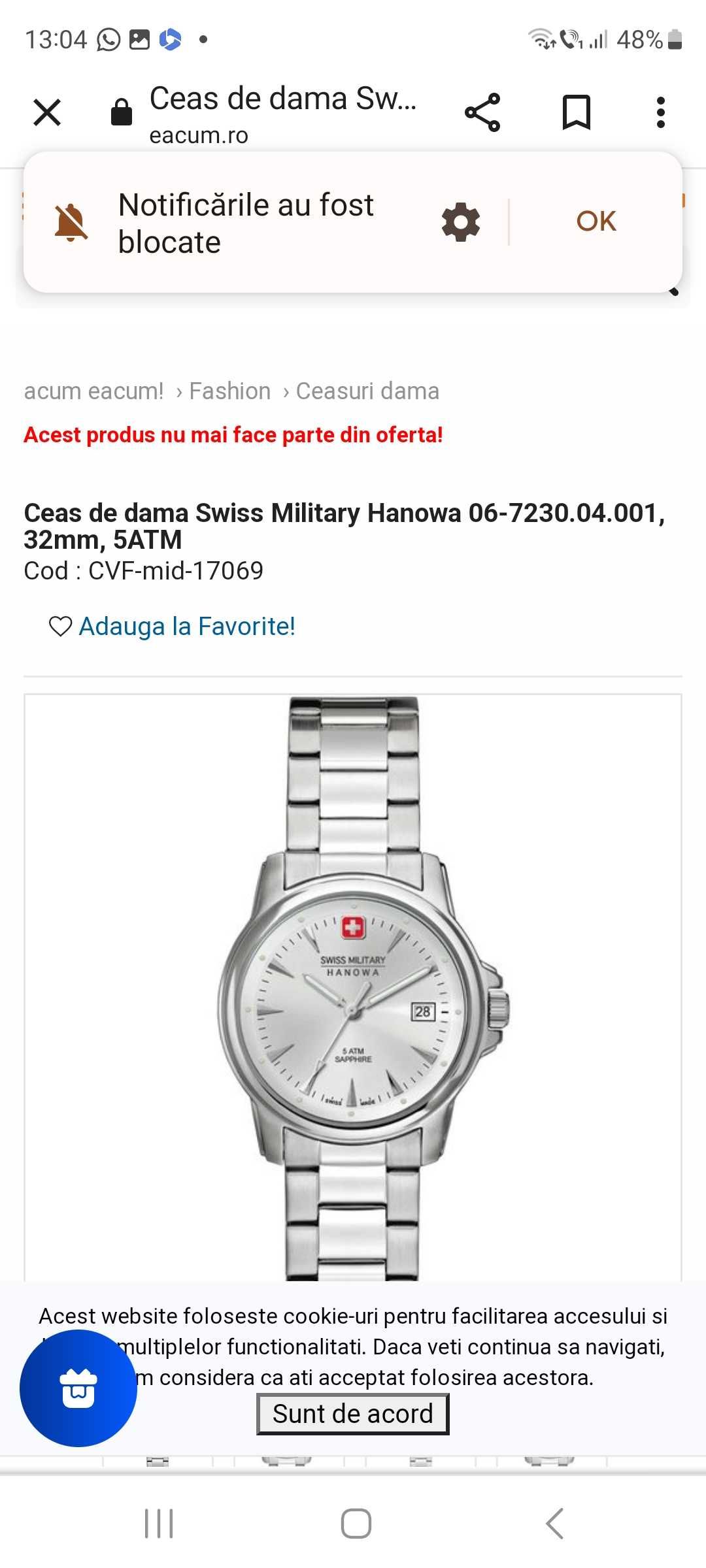 Ceas damă swiss military hanowa