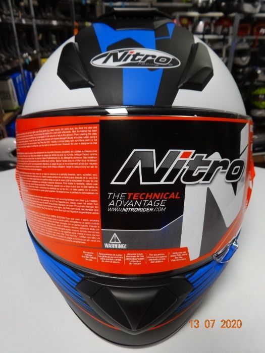 Нова мото kаска шлем nitro n3100 rival white/black/blue xs,s,l,xl
