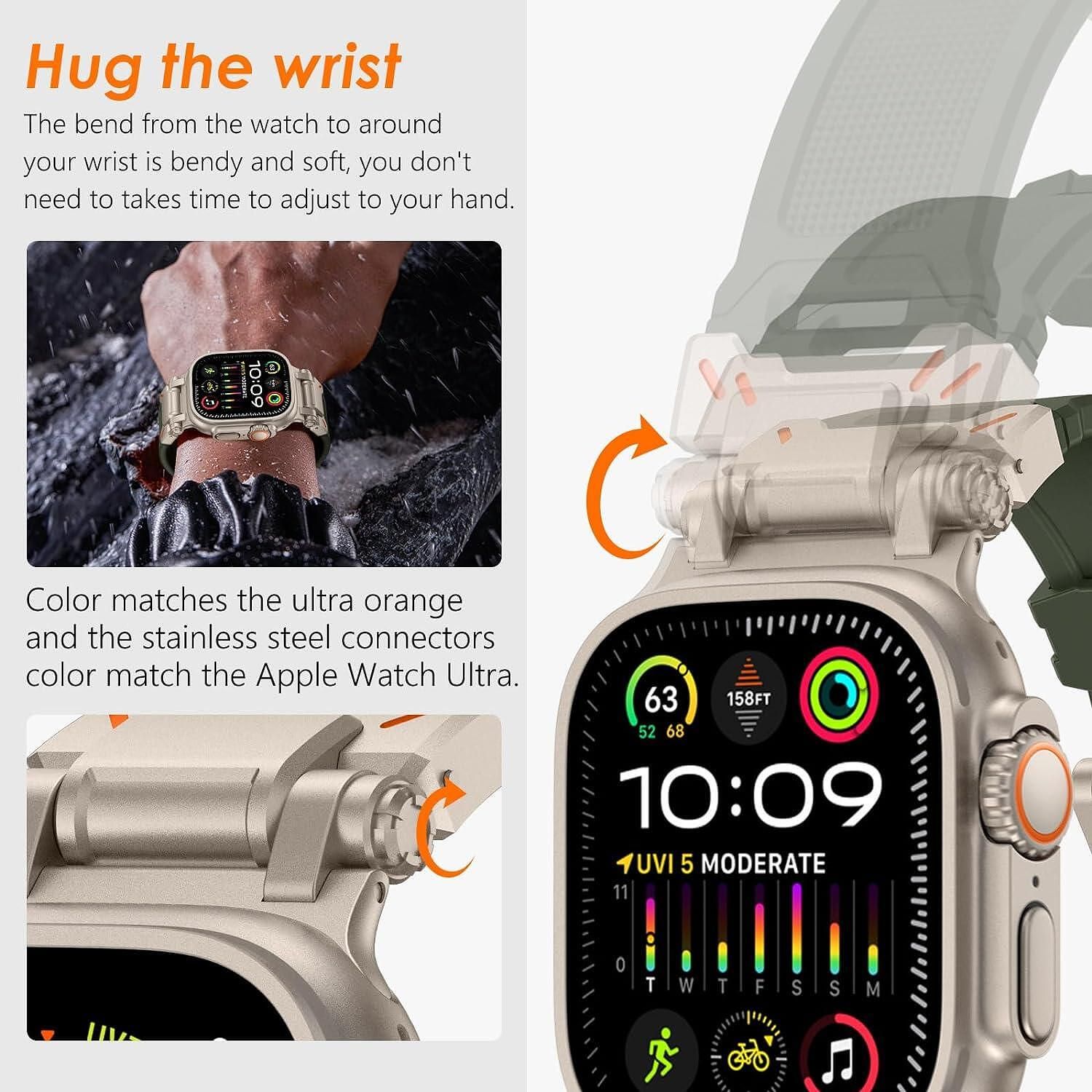 Tech-protect delta pro каишка за apple watch ultra 1/2 - green/titaniu