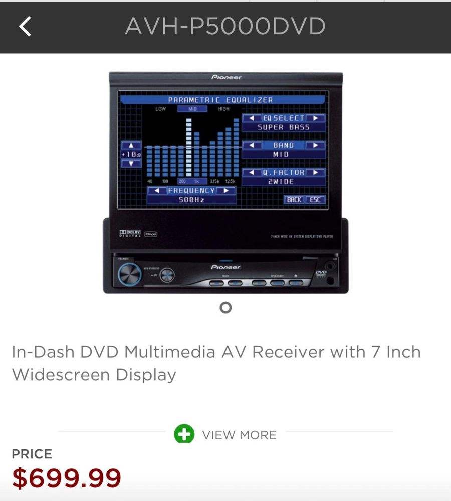Dvd/Cd player auto Pioneer Avh P5000 ,ecran retractabil Nou