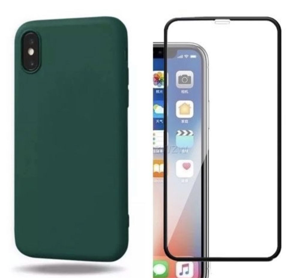 Pachet Husa Silicon Guard Case si Folie Sticla Curbata Iphone X XS MAX