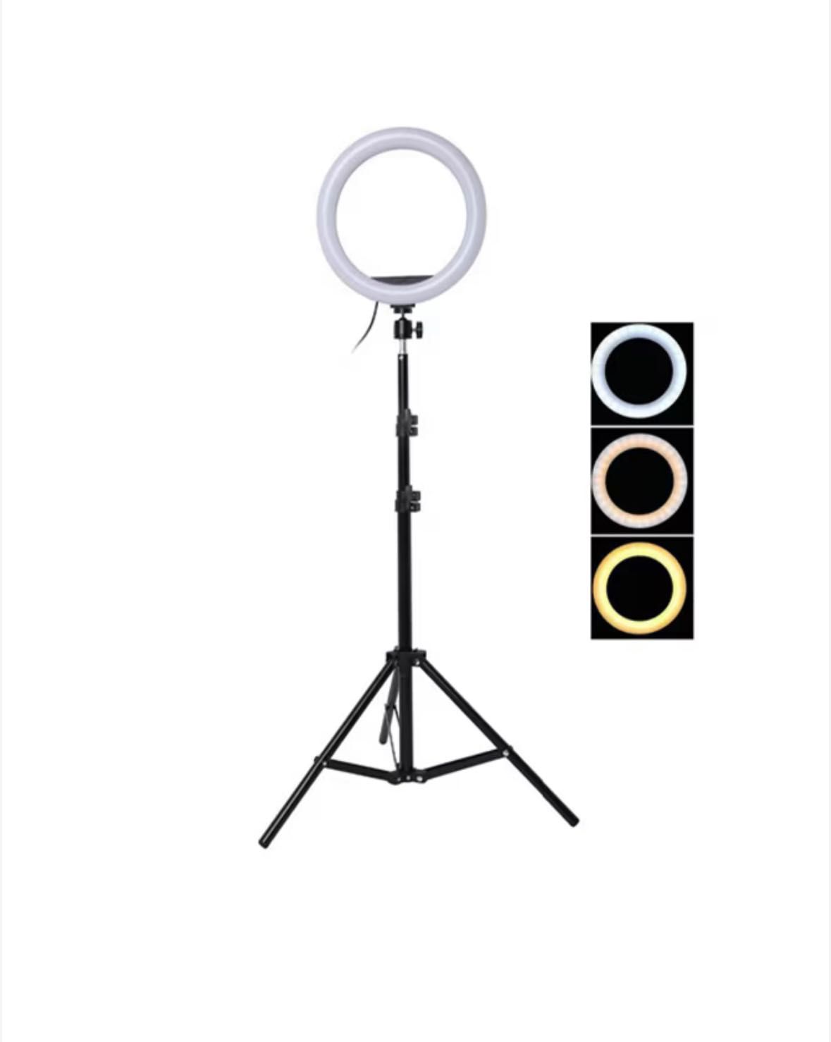 LED Selfie Ring лампа със стойка трипод 200см, диаметър 40см