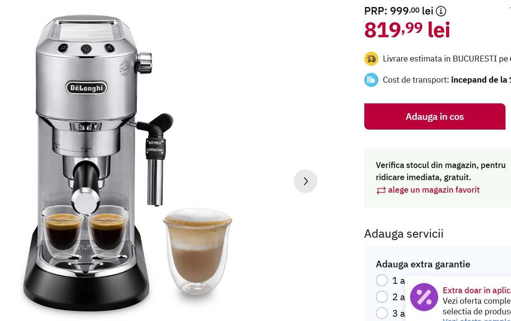 Espressor manual De'Longhi Dedica Style EC