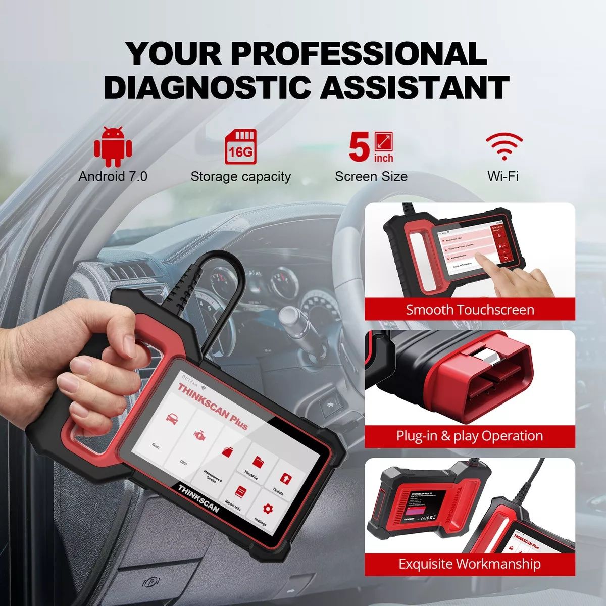 Професионална THINKSCAN Plus S7Авто диагностика  OBD2, двигател, транс