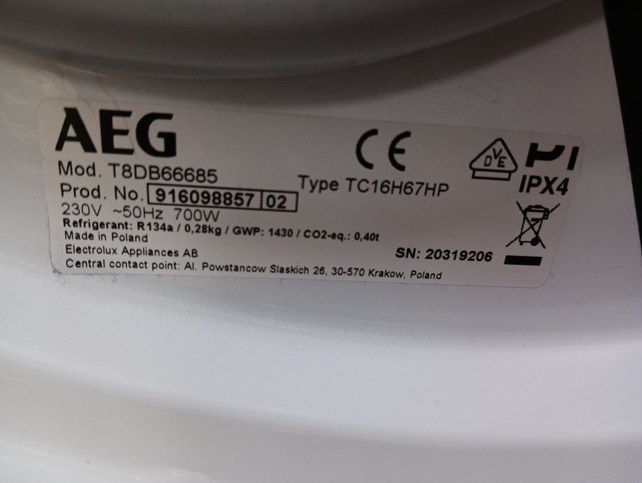 Сушилня с термопомпа Аег Aeg Series 8000 А+++ 8кг 2 години гаранция!