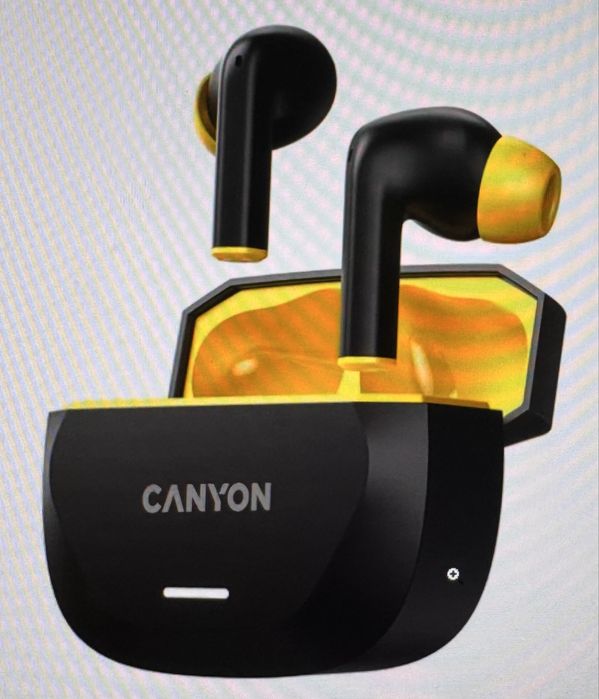 Casti wireless Canyon, Hexagon 7 TWS, Negru/Galben, Bluetooth, 10m