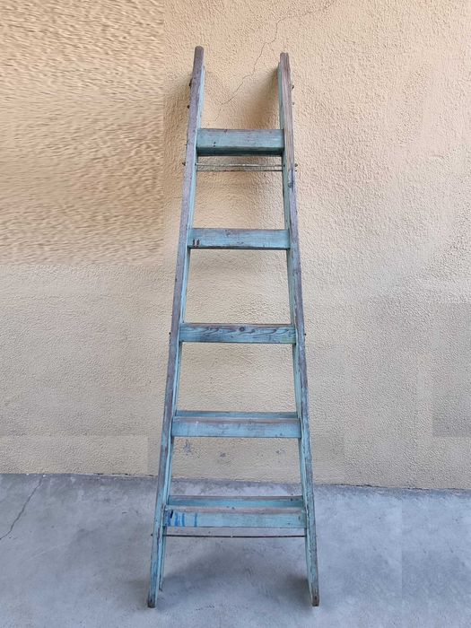 Scara lemn model A vintage, decoratiuni, candy bar, ghivece