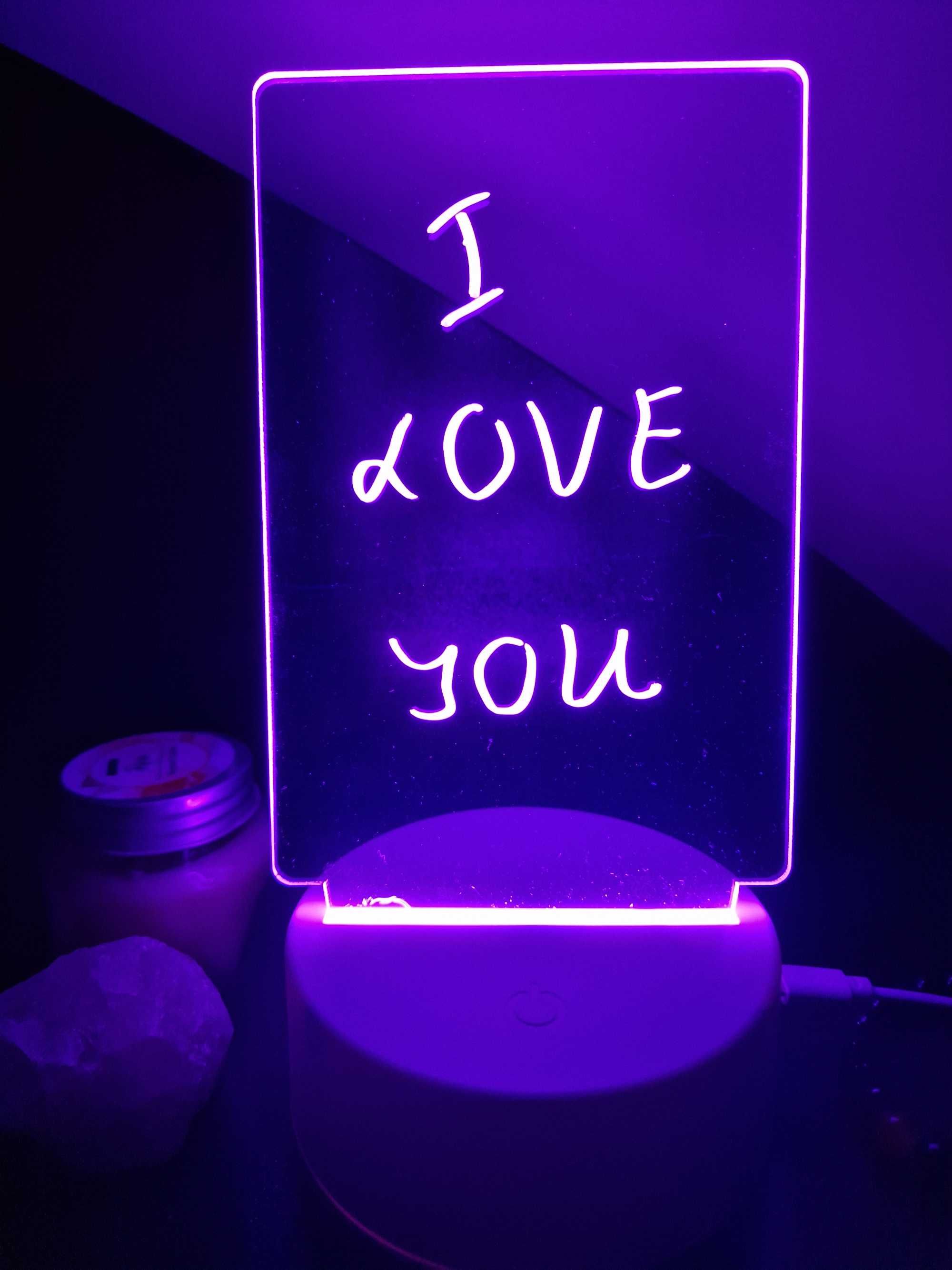 3D LED Нощна лампа в седем цвята с дъска за бележки