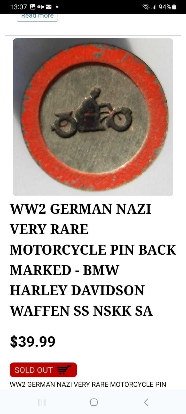 Insigna vintage moto Waffen SS NSKK SA WW2 1941