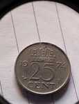 Moneda 25 Cent 1974 Nederlanden