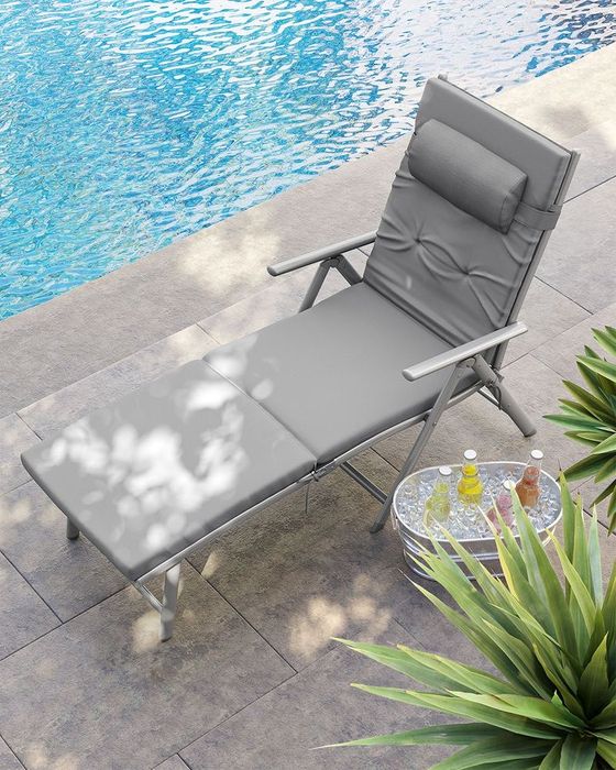 Сгъваем шезлонг с матрак 6см и възглавница SONGMICS 150кг