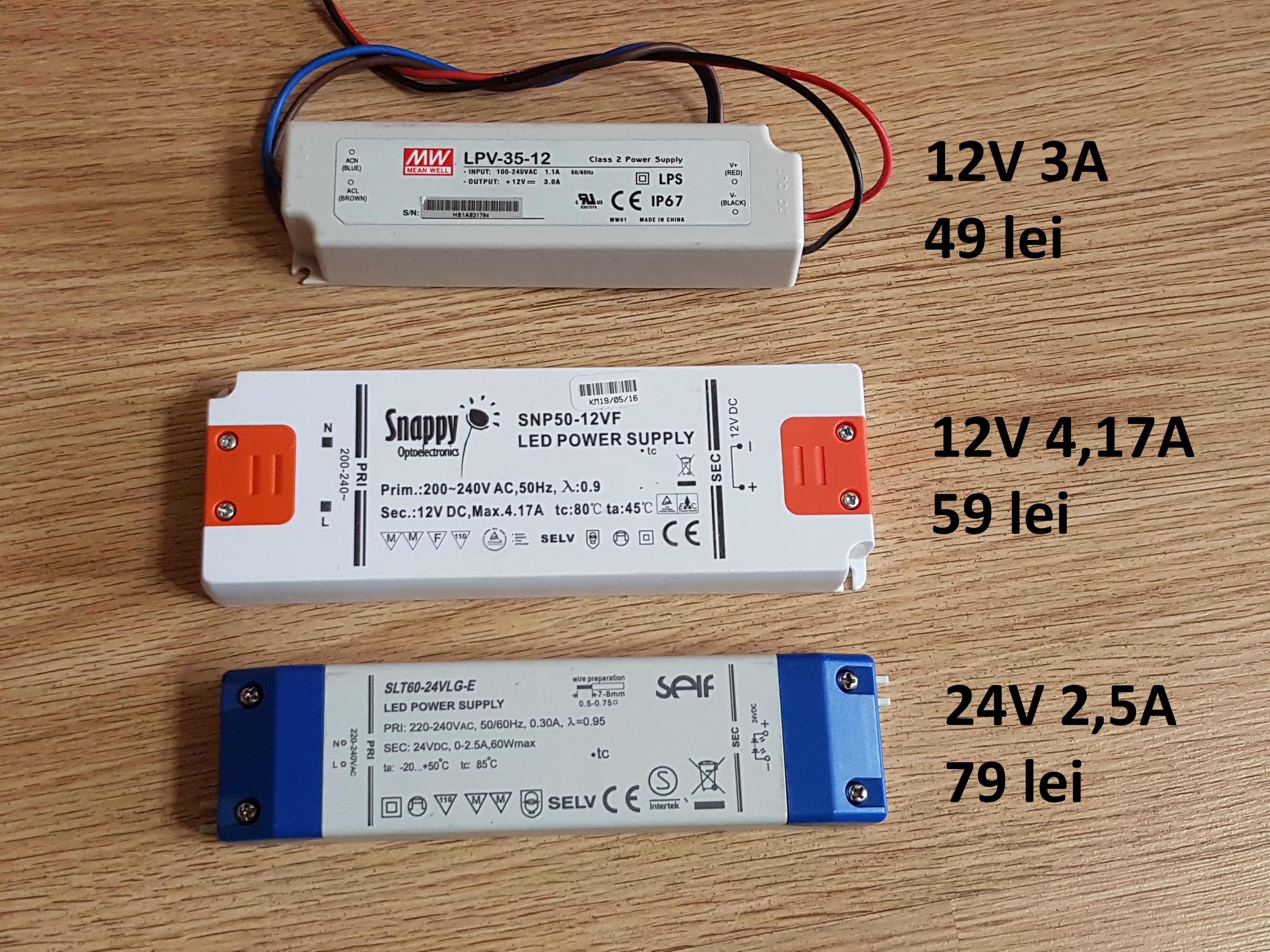 Sursa tensiune, led, camere supraveghere 12V 3A / 12V 4.17A si 24V 2.4