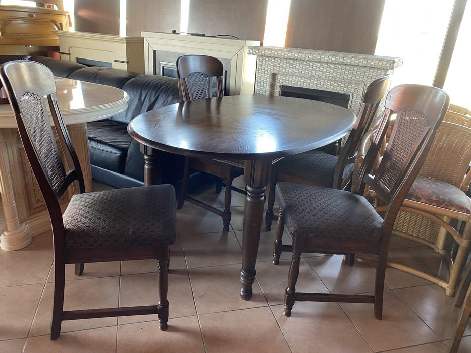 Masa ovala cu 4 scaune supebe lemn masiv stejar/ratan, calitate varf !