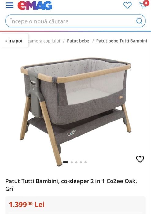 Tutti Bambini – Patut 2 in 1 co-sleeper CoZee Oak & Charcoal