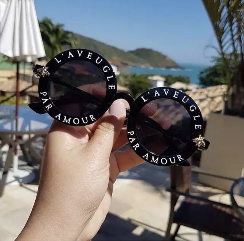 Ochelari de soare rotunzi negri L’aveugle Par Amour stil Gucci