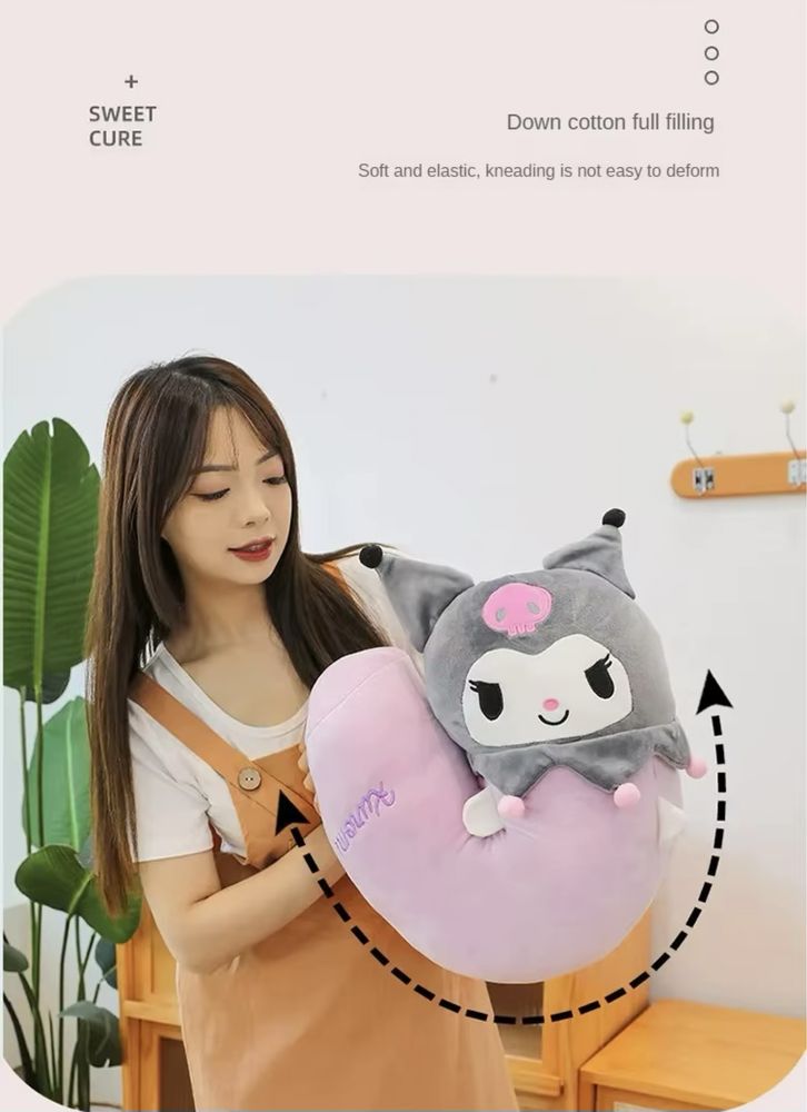 Плюшена играчка възглавница Hello Kitty Melody Kuromi 55см