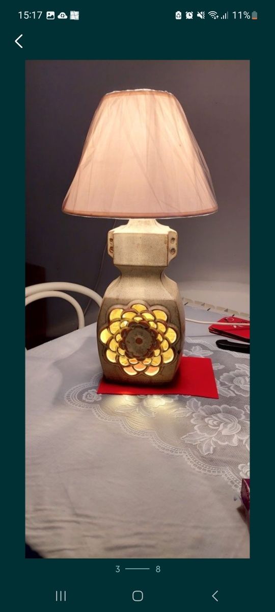 Lampa veioza vintage colectie ceramica hand made Franța 1970