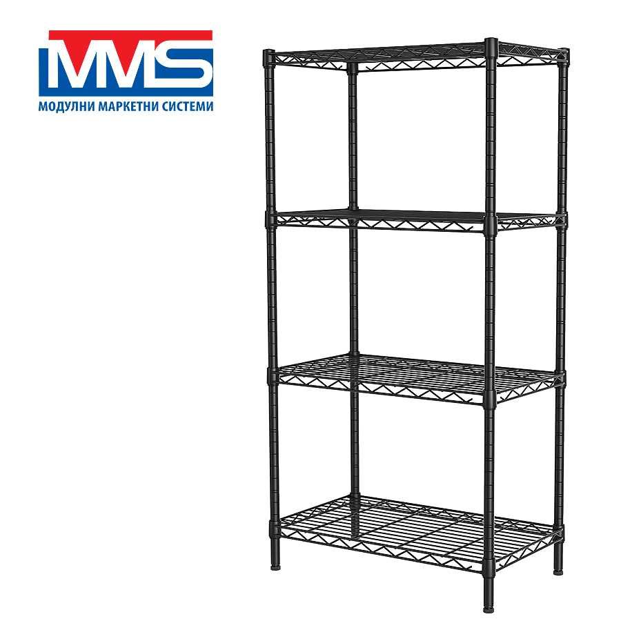 Стелаж Телен Valerii, 4х200 кг, 140х76х32 см, Стомана, Черен