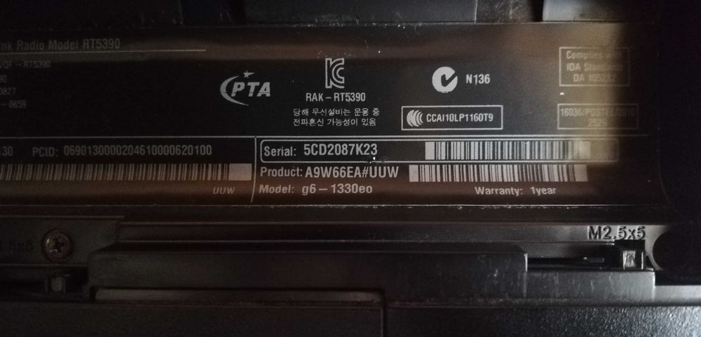 HP Pavilion G6 i5-2450M 2.50 Ghz