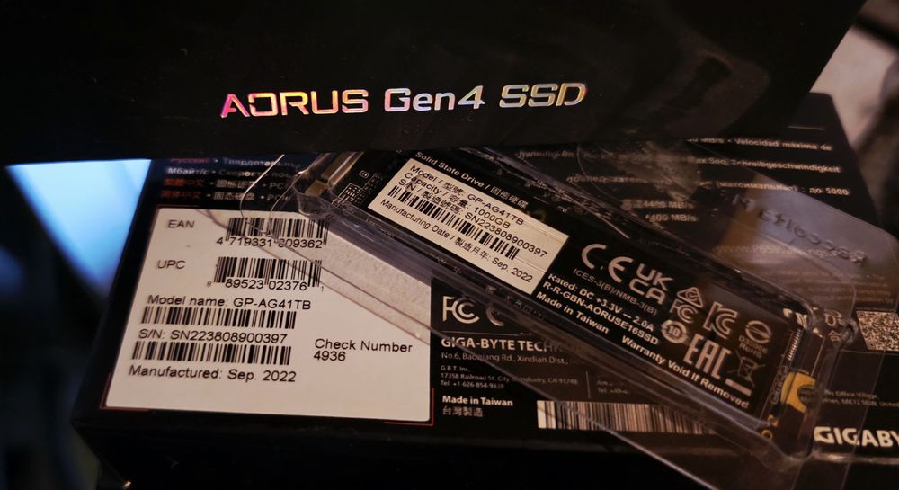1TB Gigabyte AORUS Gen4 NVMe M.2. SSD
