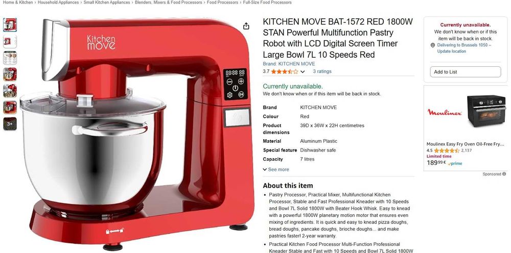 Robot de bucatarie Kitchen Move 1800W, BAT-1572, nou