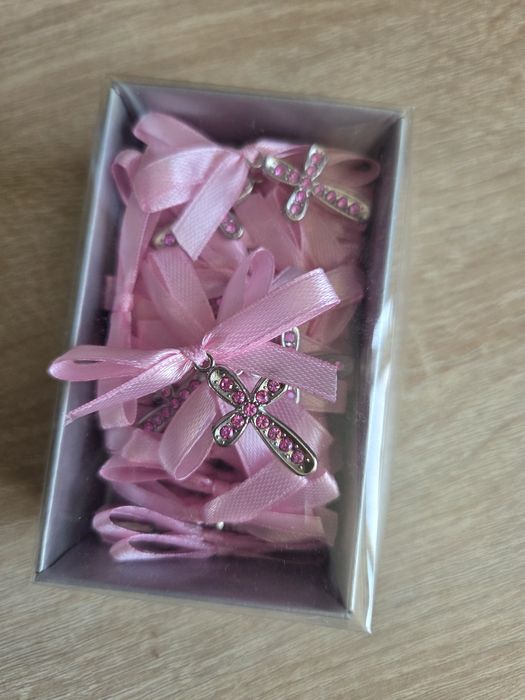 Cruciulite botez, bebe feta, cu strasuri si fundita