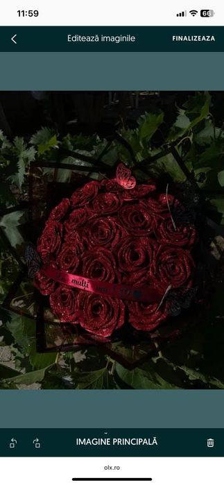 Trandafiri satin cu sclipici