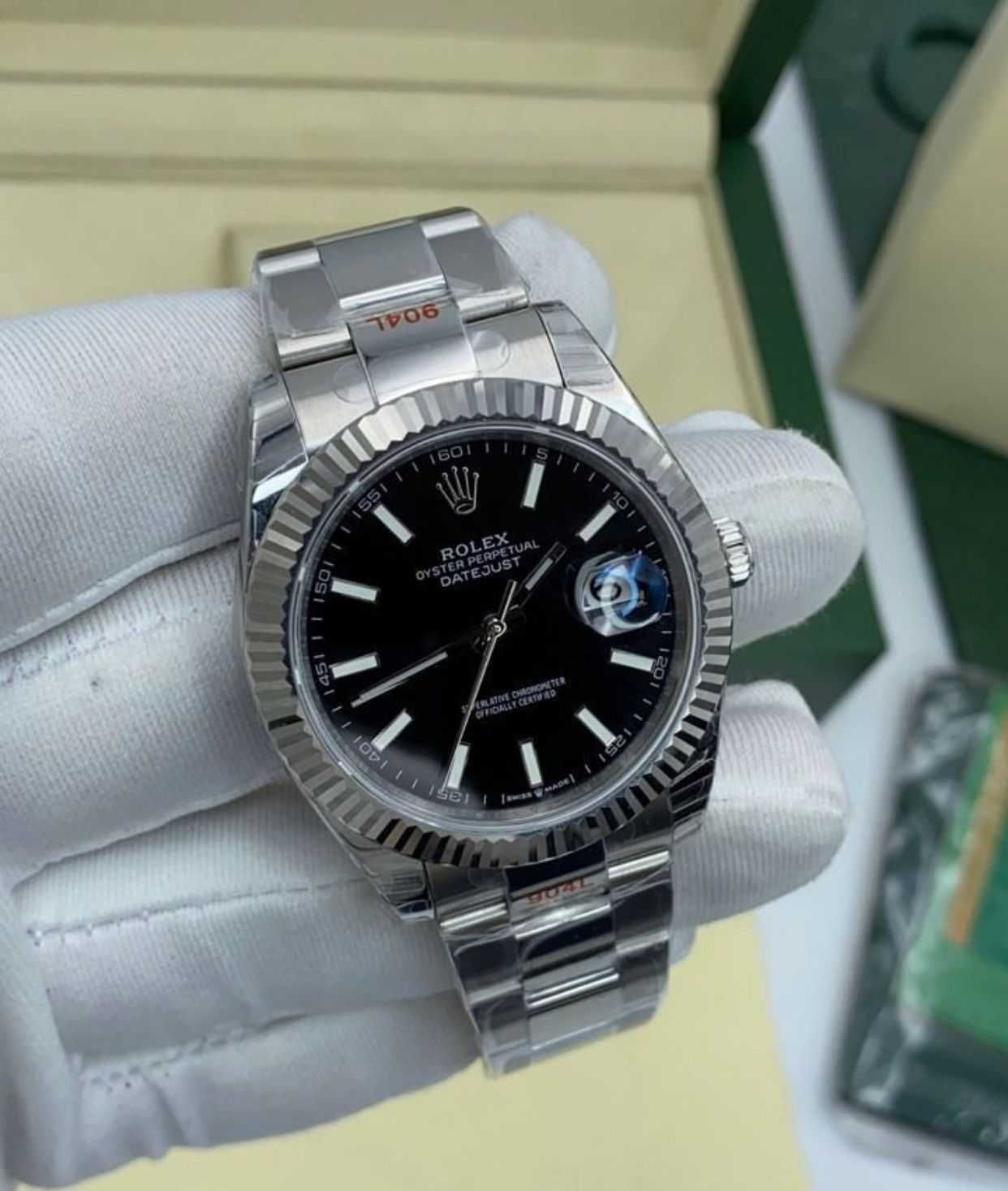 Rolex Datejust 41 Steel Black Dial Fluted Bezel Oyster Watch