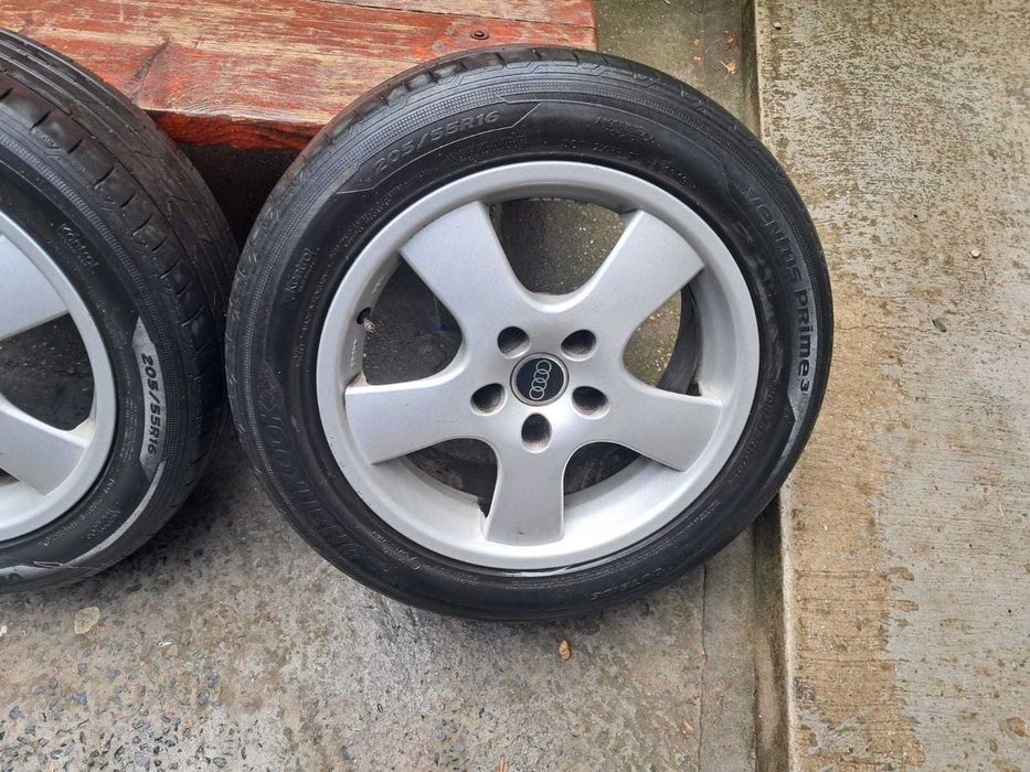 Set 4 jante originale Audi 16” cu anvelope vara Hankook 205/55 R16