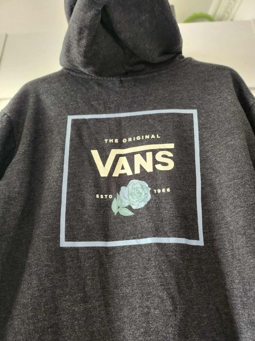 Hanorac Vans gri cu glugă, model floare, unisex, mărimea L