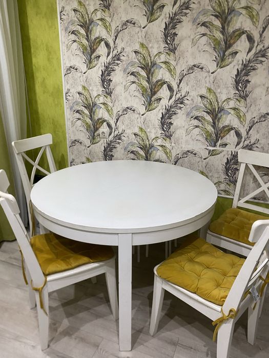 Б/У Комплект Икеа Стол(Бьюрста) со Стульями (Ингольф)